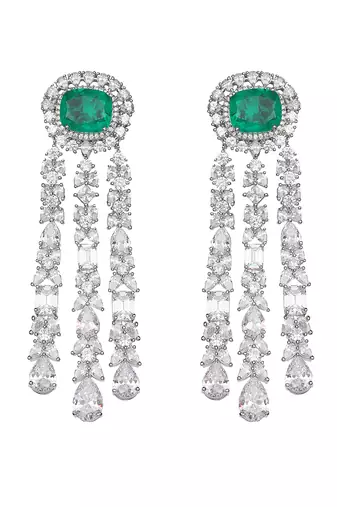 Deep emerald kundan dangler earrings