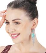 Aqua kundan dew drop shaped dangler earrings