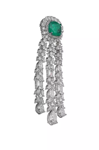 Deep emerald kundan dangler earrings