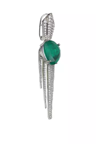 Green kundan dew drop shaped dangler earrings