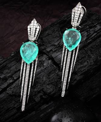 Aqua kundan dew drop shaped dangler earrings 3