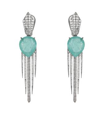 Aqua kundan dew drop shaped dangler earrings 4