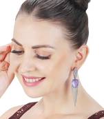 Purple kundan dew drop shaped dangler earrings