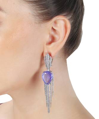 Purple kundan dew drop shaped dangler earrings 2