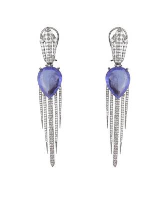 Purple kundan dew drop shaped dangler earrings 4