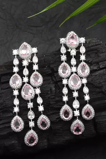 Blush pink kundan dangler earrings