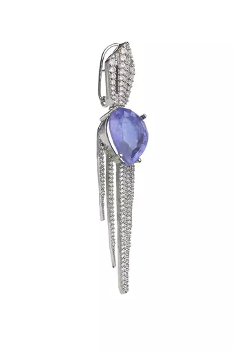 Purple kundan dew drop shaped dangler earrings