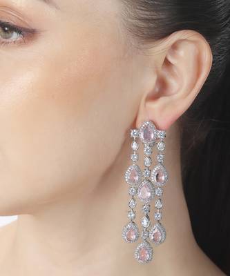 Blush pink kundan dangler earrings 5