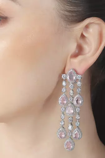 Blush pink kundan dangler earrings