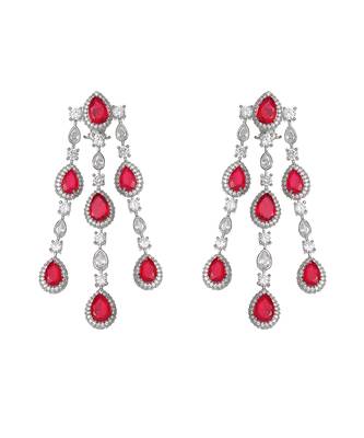 Bright red kundan dangler earrings 3