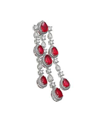 Bright red kundan dangler earrings 4
