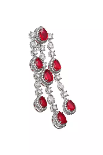 Bright red kundan dangler earrings