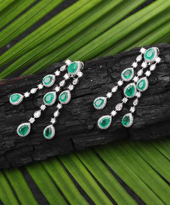 Emerald green kundan dangler earrings 2
