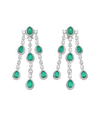 Emerald green kundan dangler earrings 3