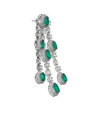 Emerald green kundan dangler earrings 4