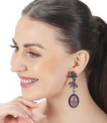 Wine kundan dangler earrings