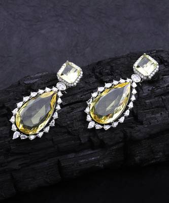 Sun kissed yellow doublet kundan dangler earrings 2