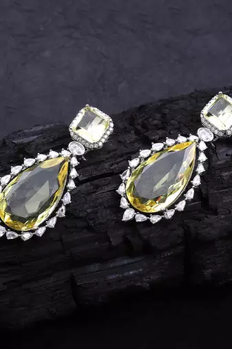 Sun kissed yellow doublet kundan dangler earrings