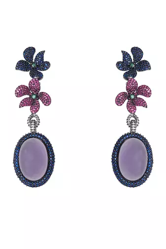 Wine kundan dangler earrings