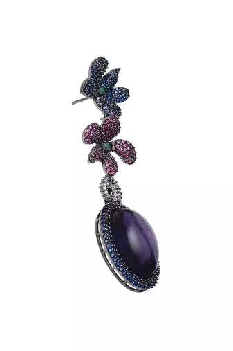 Wine kundan dangler earrings
