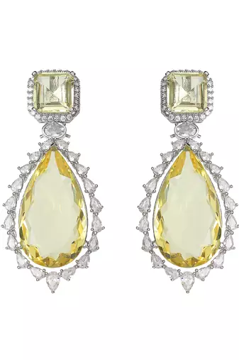 Sun kissed yellow doublet kundan dangler earrings
