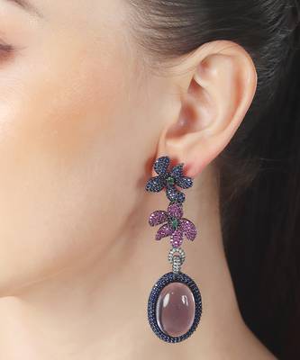 Wine kundan dangler earrings 4