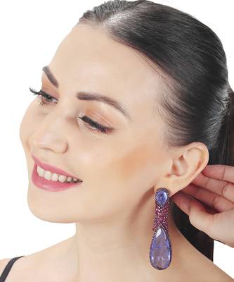Indigo doublet kundan dangler earrings 1