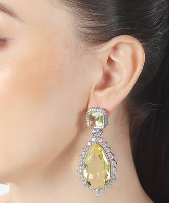 Sun kissed yellow doublet kundan dangler earrings 5