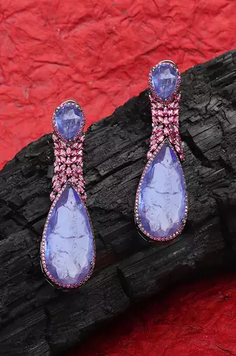 Indigo doublet kundan dangler earrings