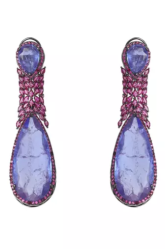Indigo doublet kundan dangler earrings
