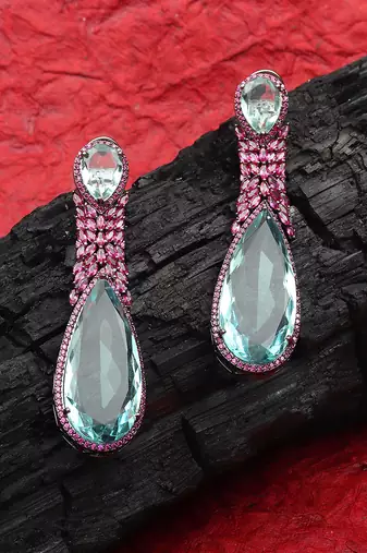 Aquamarine doublet kundan dangler earrings