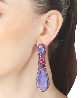 Indigo doublet kundan dangler earrings 5