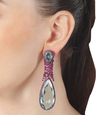 Aquamarine doublet kundan dangler earrings 5