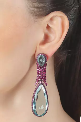 Aquamarine doublet kundan dangler earrings