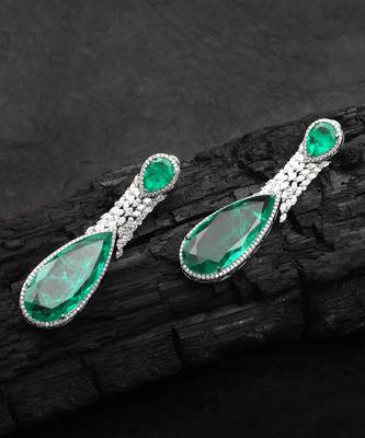 Emerald green doublet kundan dangler earrings 2