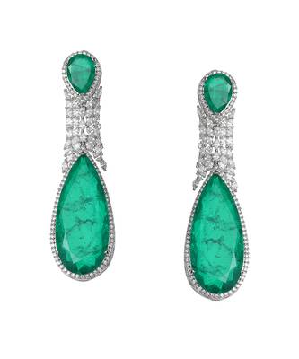 Emerald green doublet kundan dangler earrings 3