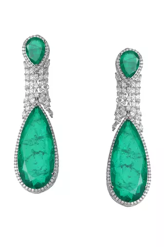 Emerald green doublet kundan dangler earrings