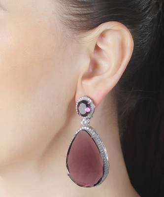 Wine kundan dangler earrings 1