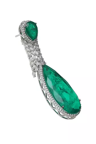 Emerald green doublet kundan dangler earrings