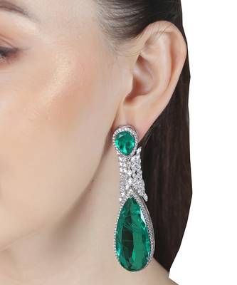 Emerald green doublet kundan dangler earrings 5