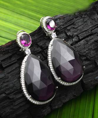 Wine kundan dangler earrings 2