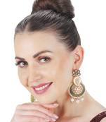 Green kundan & meenakari chaandbaali earrings