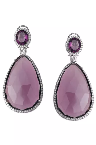 Wine kundan dangler earrings