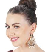 Blue kundan & meenakari chaandbaali earrings