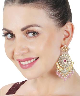 Blush pink kundan danglers earrings 1