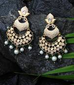 Green kundan meenakari chaandbaali earrings