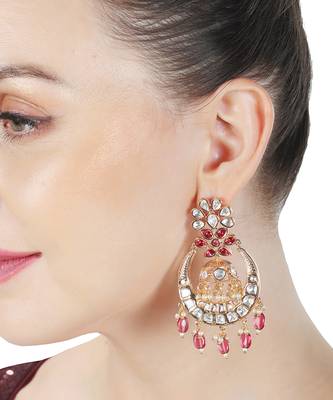 Red kundan chaandbaali earrings 2
