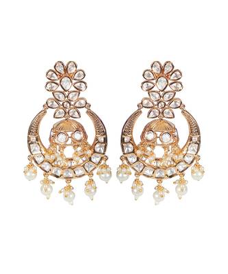 White kundan chaandbaali earrings 4