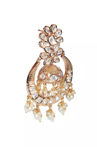 White kundan chaandbaali earrings