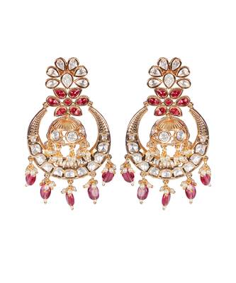 Red kundan chaandbaali earrings 4
